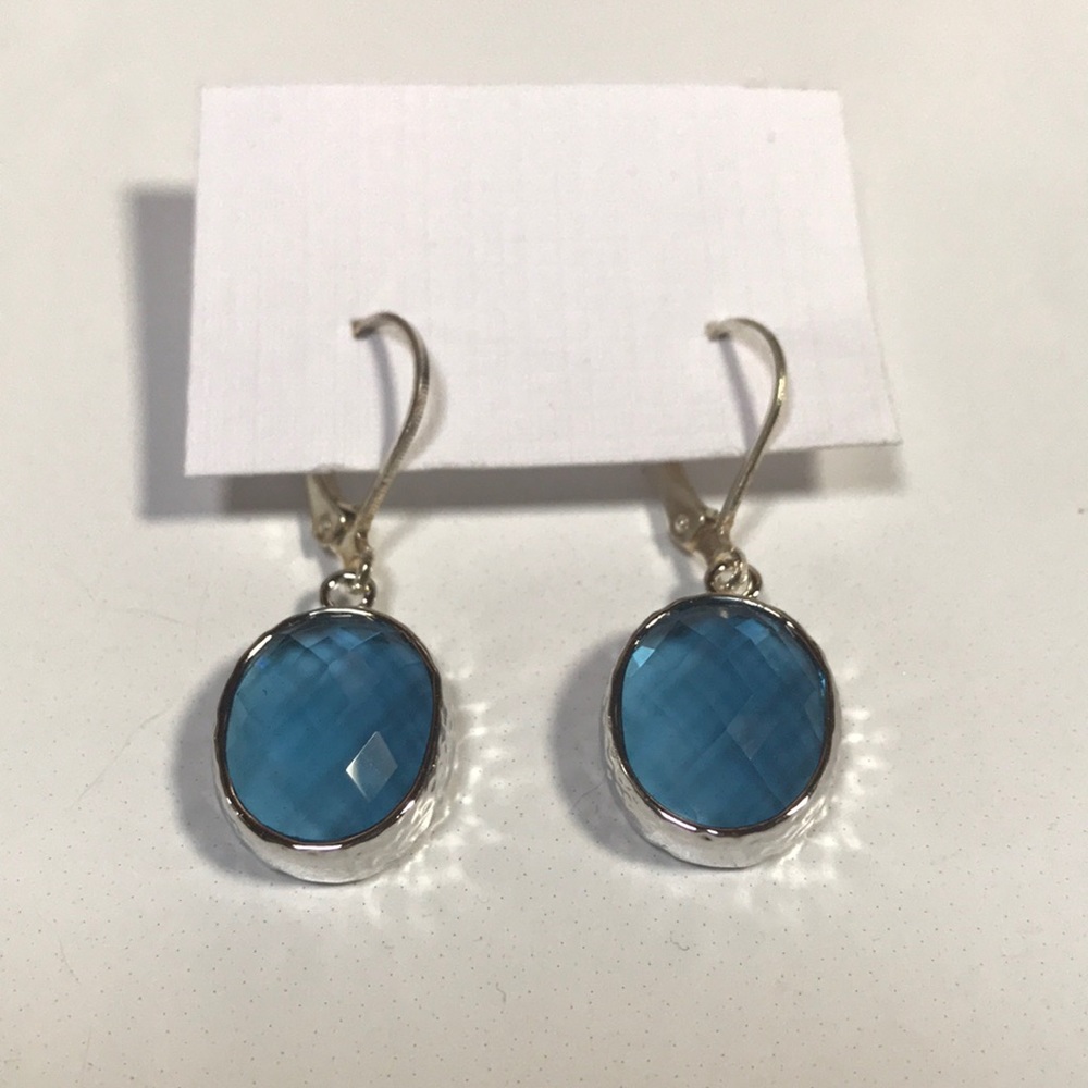 Oval Blue Crystal Earrings